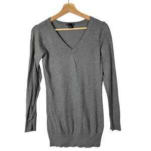 H&M Basic Light Gray V-Neck Fitted Sweater S